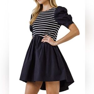 ENGLISH FACTORY Hi-Low Knit Cotton Nautical DRESS Size Medium new with tags